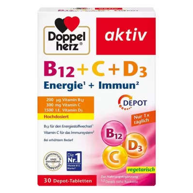 Doppelherz B12 + C + D3 Depot aktiv Tabletten, 30 St
