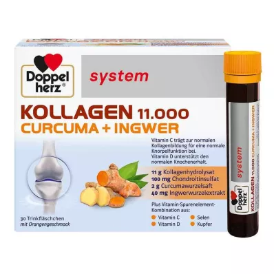 Doppelherz Kollagen 11.000 Curcuma + Ingwer System Trinkampullen, 30X25 ml