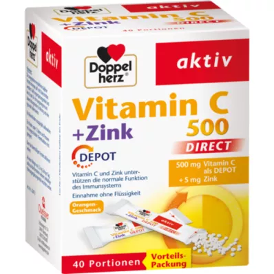 DOPPELHERZ Vitamin C 500+Zink Depot DIRECT Pellets, 40 St