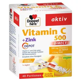 DOPPELHERZ Vitamin C 500+Zink Depot DIRECT Pellets, 40 St