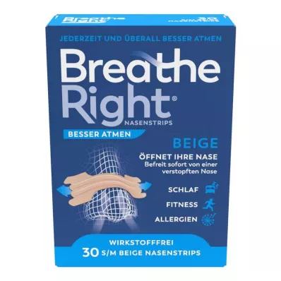 Besser Atmen Breathe Right® Nasenpflaster normal beige, 30 St