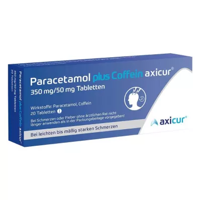 Paracetamol plus Coffein axicur® 350 mg/50 mg Tabletten, 20 St Paracetamol plus Coffein axicur® 350 mg/50 mg Tabletten, 20 St