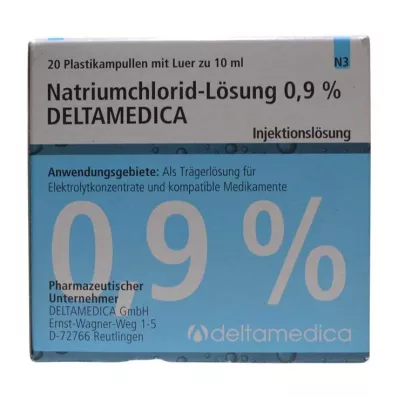 Natriumchlorid-Lösung 0,9% Deltamedica Luer Pl., 20X10 ml Natriumchlorid-Lösung 0,9% Deltamedica Luer Pl., 20X10 ml