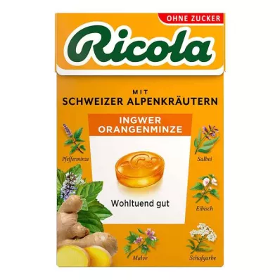 Ricola ohne Zucker Box Ingwer Orangenminze Bonbons, 50 g
