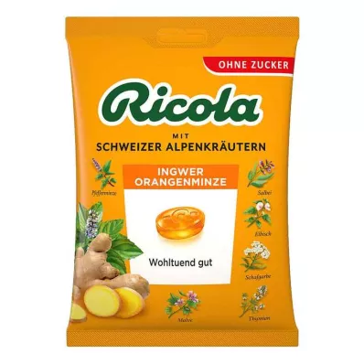 Ricola ohne Zucker Beutel Ingwer Orangenminze Bonbons, 75 g