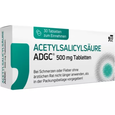 ACETYLSALICYLSÄURE ADGC 500 mg Tabletten, 30 St
