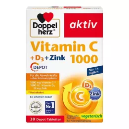 DOPPELHERZ Vitamin C 1000+D3+Zink Depot Tabletten, 30 St
