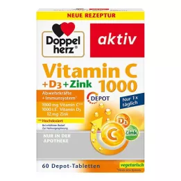 DOPPELHERZ Vitamin C 1000+D3+Zink Depot Tabletten, 60 St