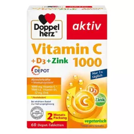 DOPPELHERZ Vitamin C 1000+D3+Zink Depot Tabletten, 60 St
