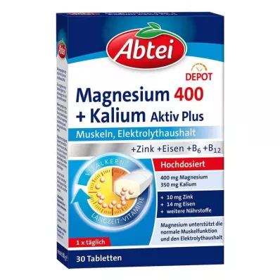 Abtei Magnesium 400 + Kalium Tabletten, 30 St