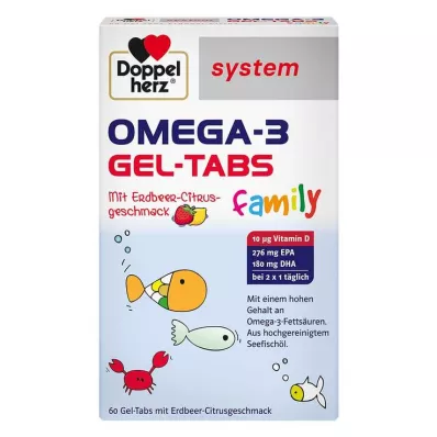Doppelherz Omega-3 Gel-Tabs family Erdbeer Citrus system, 60 St
