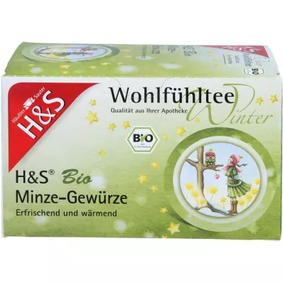 H&amp;S Wintertee Bio Minze-Gewürze Filterbeutel, 20X2.0 g