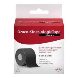 Draco Kinesiologietape 5 cmx5 m schwarz, 1 St