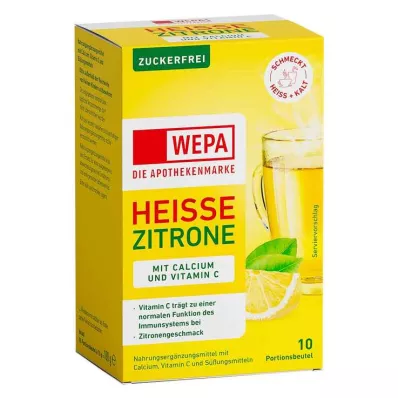 WEPA heiße Zitrone+Vit.C+Calcium zuckerfrei Pulver, 10X10 g