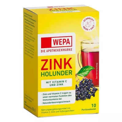 Wepa Zink Holunder + Vitamin C + Zink zuckerfrei Pulver, 10X10 g